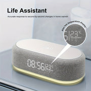 Wireless Charging Station with Alarm Lamp Night Light Clock Thermometer for iPhone and Android