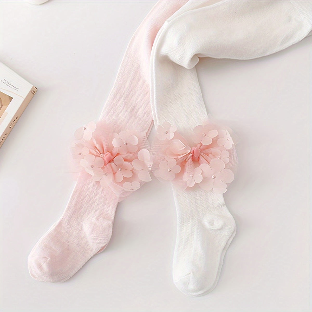 2 dona Qizlar uchun Yozgi Chivinlardan Himoya Qiluvchi Gulchambarli Legginglar - Paxta Aralashmasi, Faqat Qo'lda Yuvish