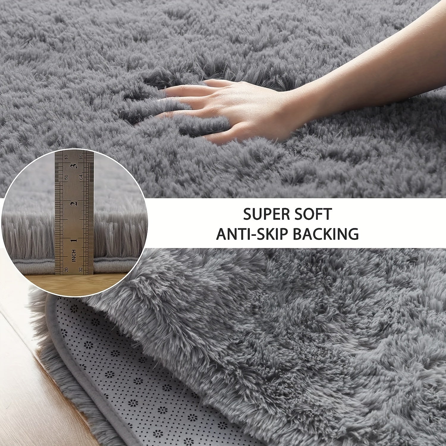 Solid Color Shaggy Area Rug Hand Washable Floor Mat for Bedroom Living Room