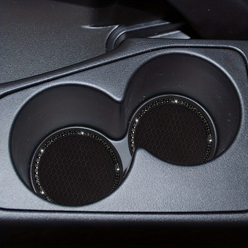 2pcs Car Coasters Creative Honeycomb Diamond Rhinestone Non-Slip Storage Pads