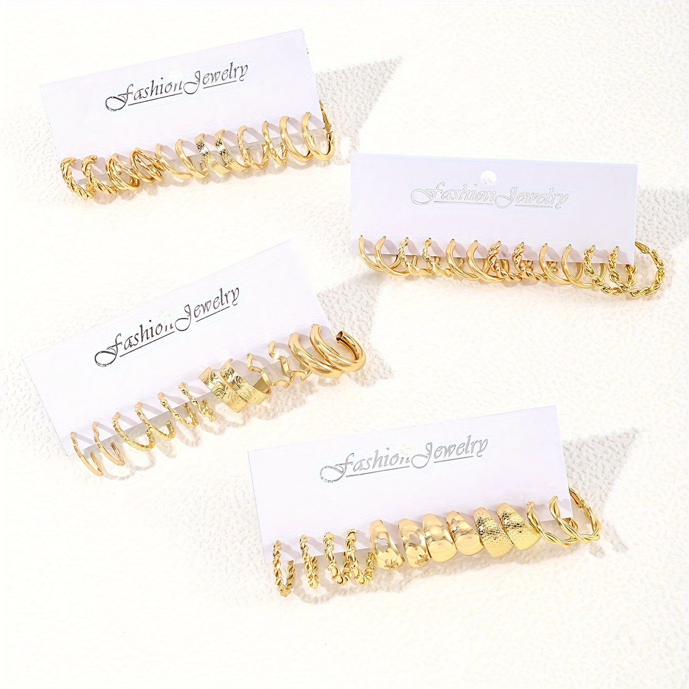 Ayollar uchun vintage uslubdagi zargarlik buyumlari, 48 ta juftlik, zanglamaydigan po'lat va sink alloy