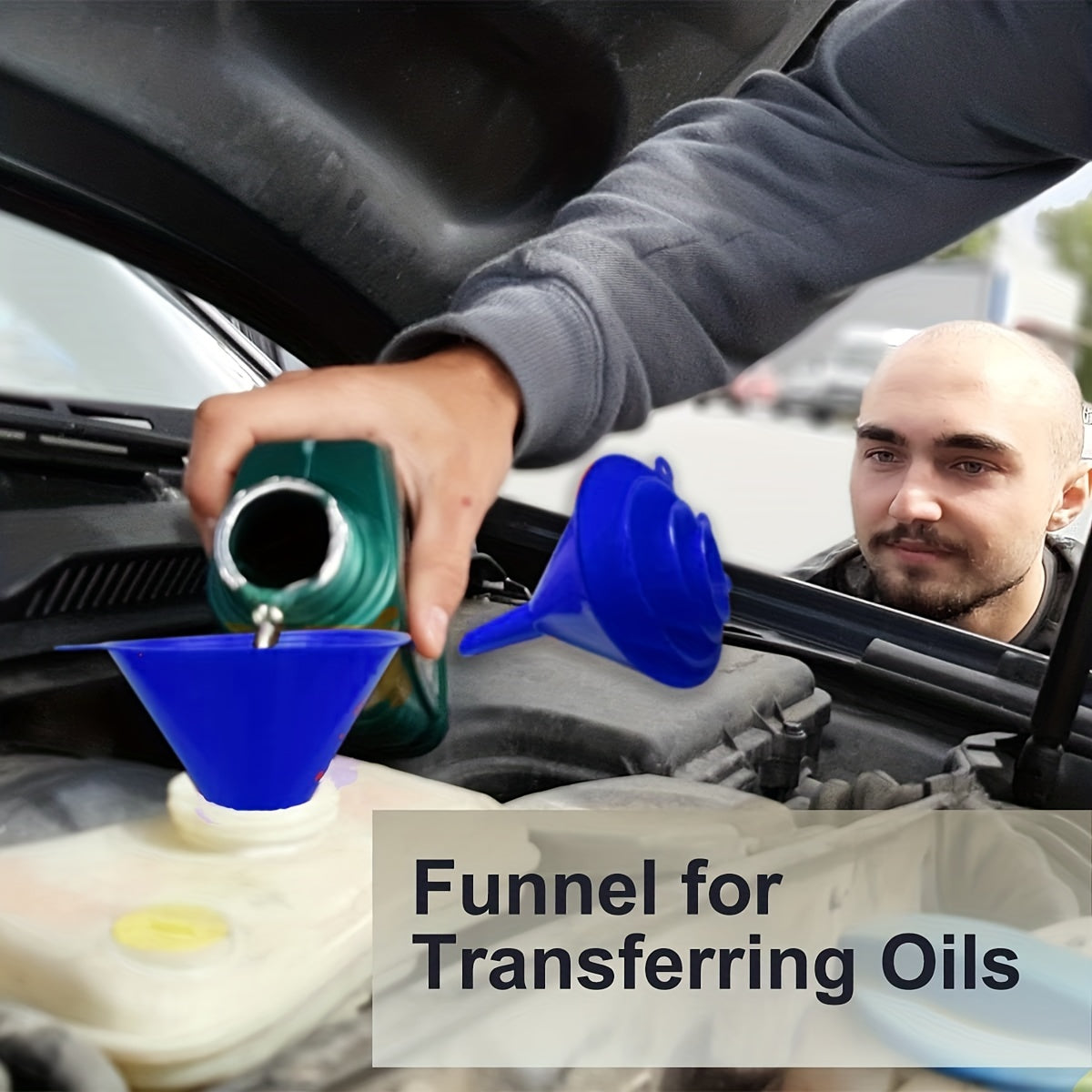 4 Pieces Plastic Funnel Set for Automotive Use, Oil and Bottle Filling, Multicolor