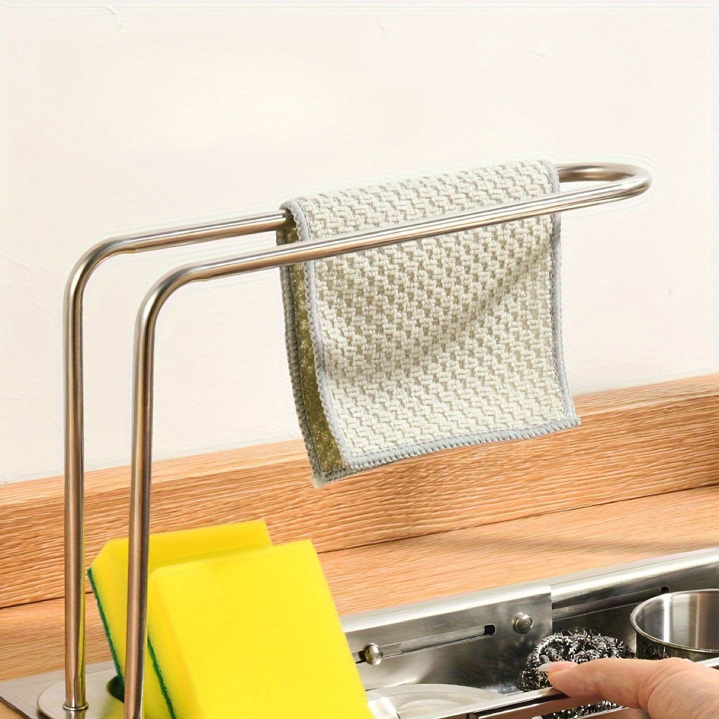 Expandable Stainless Steel Sink Drain Rack with Holder and Drying Basket