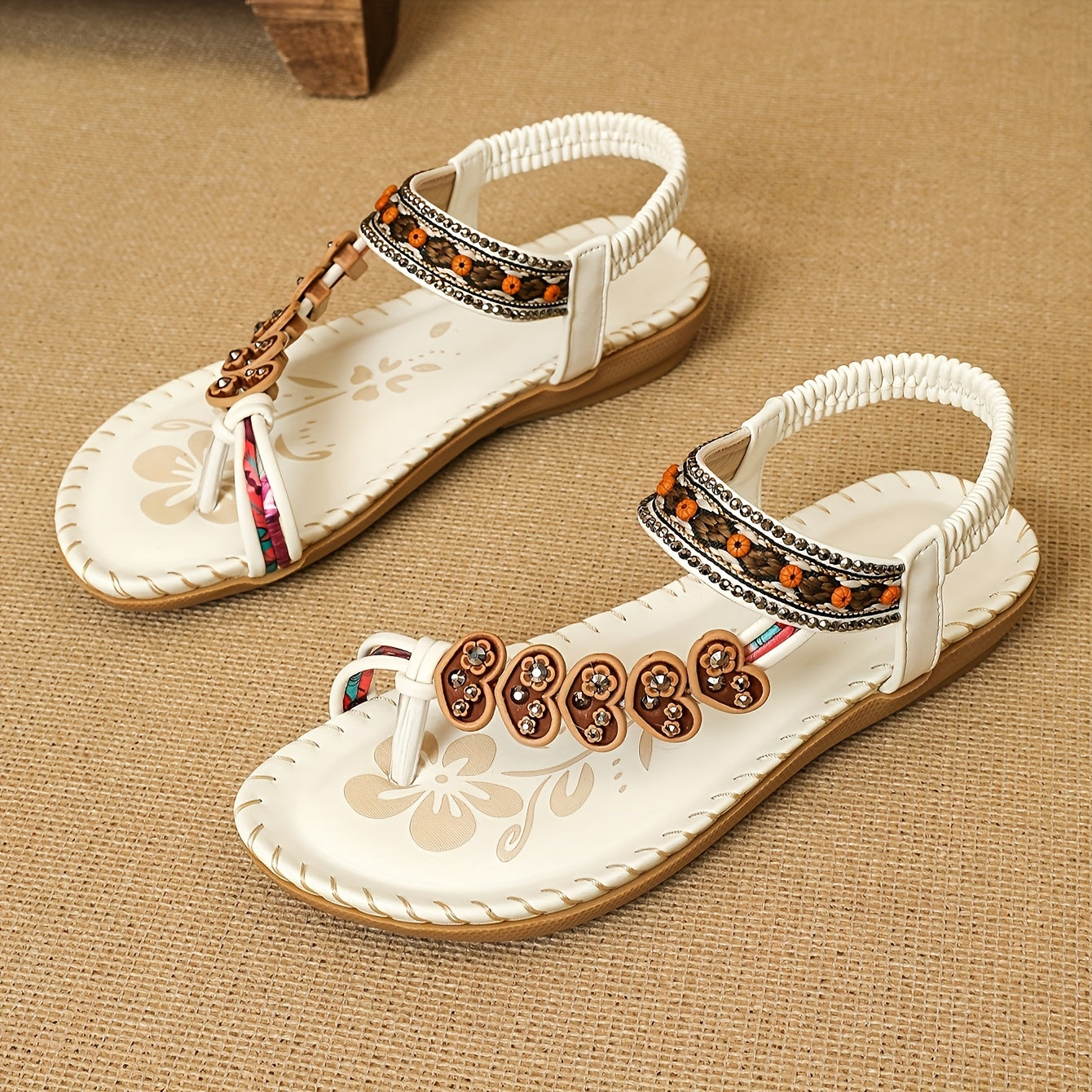 Women's Bohemian Sandals Lightweight Open-Toe Flat Casual Summer Beach