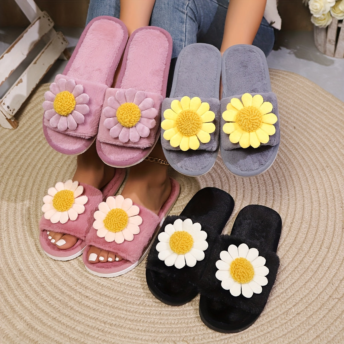 Ayollar uchun oson kiyinadigan mato shippaklar EVA taglik bilan ichki va tashqi uy poyabzali