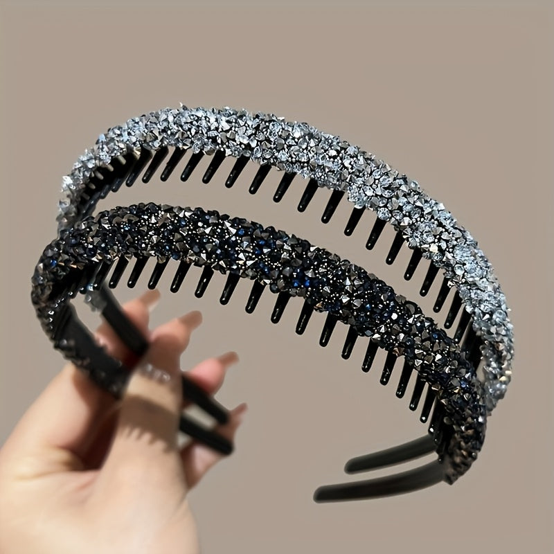 Full Diamond Hairbands with Teeth Anti-Slip for Face Washing and Makeup