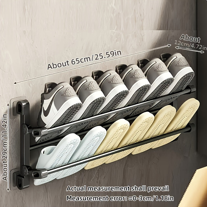 Kichik devorga o'rnatiladigan poyabzal tokchasi, burg'ulash talab qilinmaydi, uyda foydalanish uchun mo'ljallangan, turli xonalar va talabalar yotoqxonalari uchun ideal.