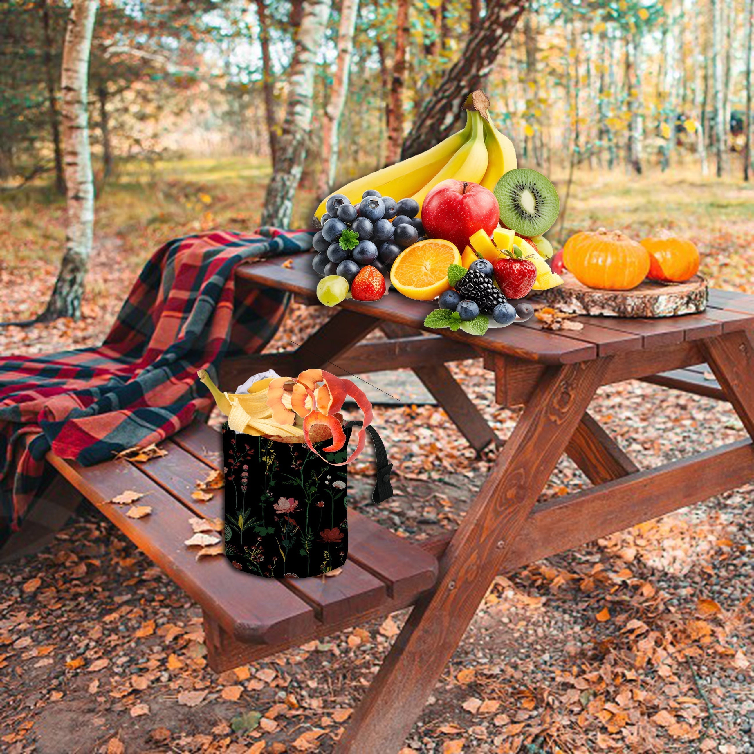 Floral Oil Painting Collapsible Car Trash Can Reusable Auto Organizer