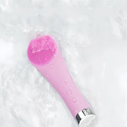 Rechargeable 2-in-1 Electric Facial Cleansing Brush with Silicone Exfoliation Heating and Vibration