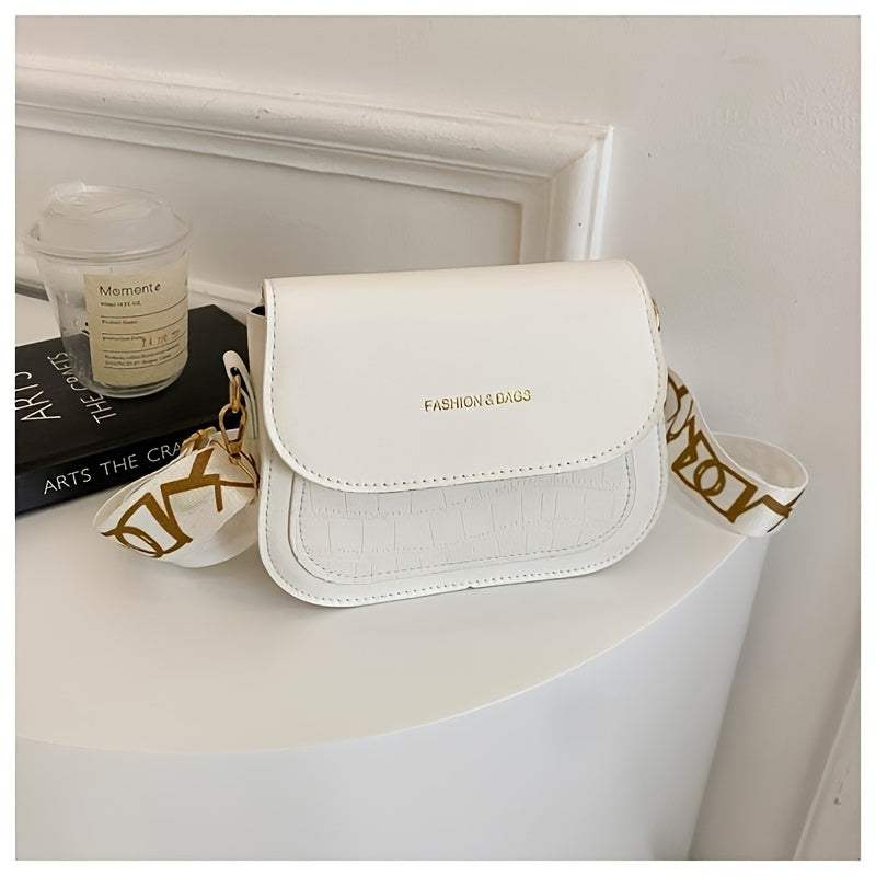 Women's Crossbody Bag PU Solid Color with Magnetic Closure Unlined in White and Black