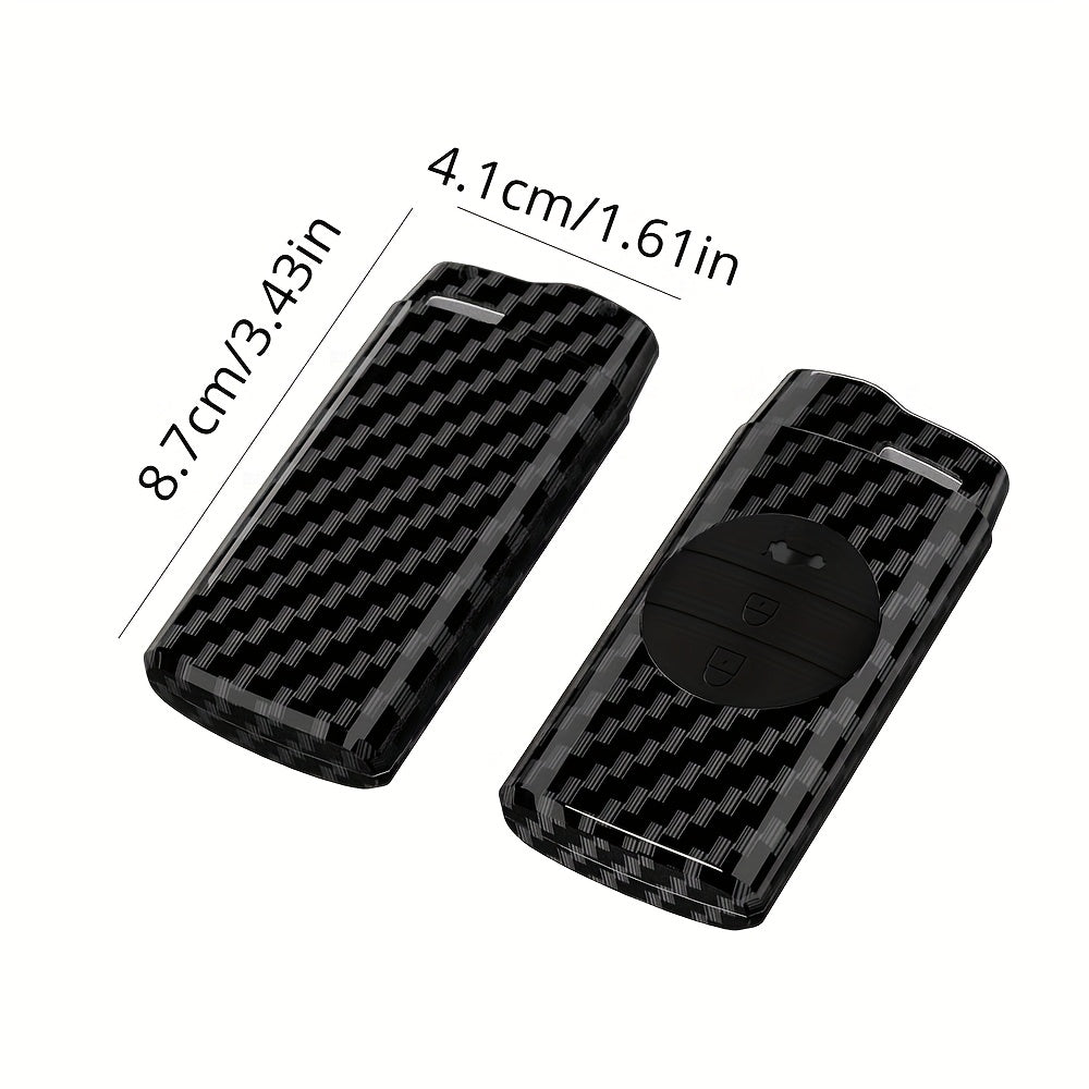 Car Remote Key Fob Cover Carbon Fiber Style ABS Key Fob Case with Keyring