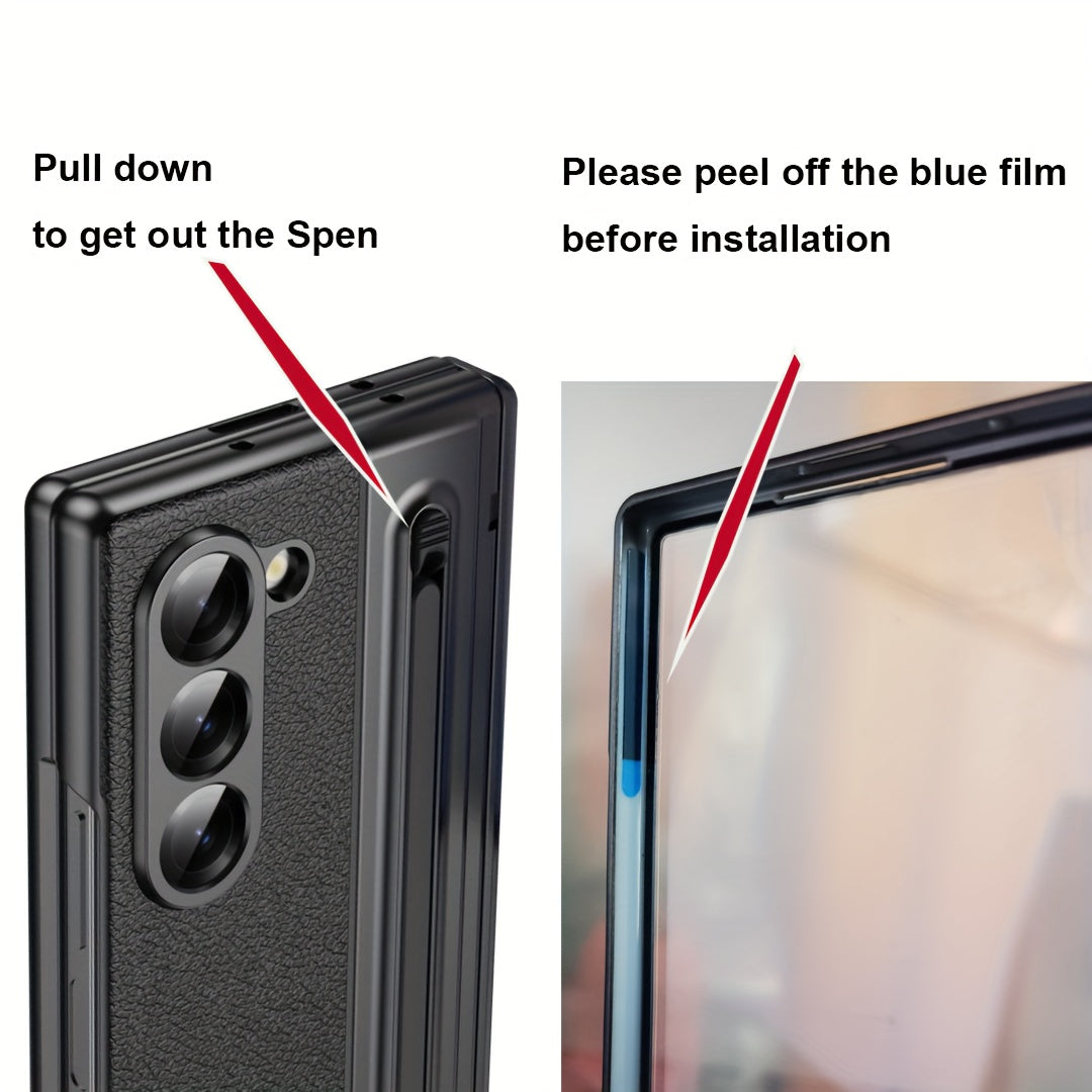 Galaxy Z Fold6 Case with Built-in S Pen Hinge Protection Shockproof Screen Protector Ultra-Thin Black Blue Green Pink