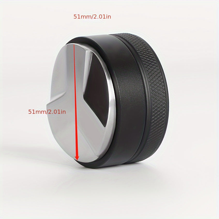 Qora zanglamaydigan po'latdan yasalgan espresso qahva tampiri, sozlanadigan bosim taqsimoti asbobi