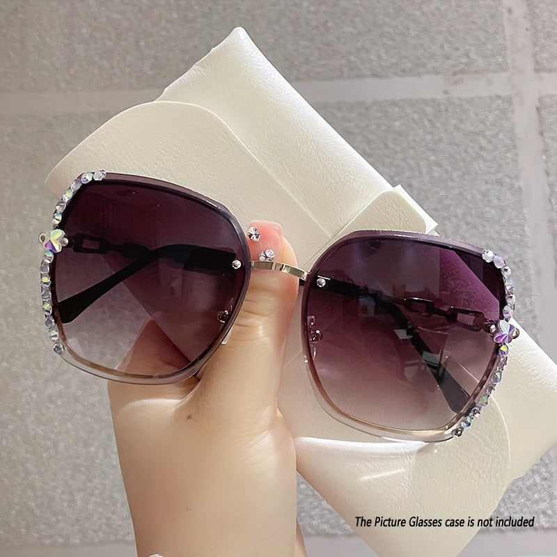 Women's Cat Eye Gradient Sun Shades Oversized Rimless for Beach Parties Proms