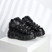 Women's Gothic Punk Ankle Boots Faux Leather Lace-Up Platform Heel