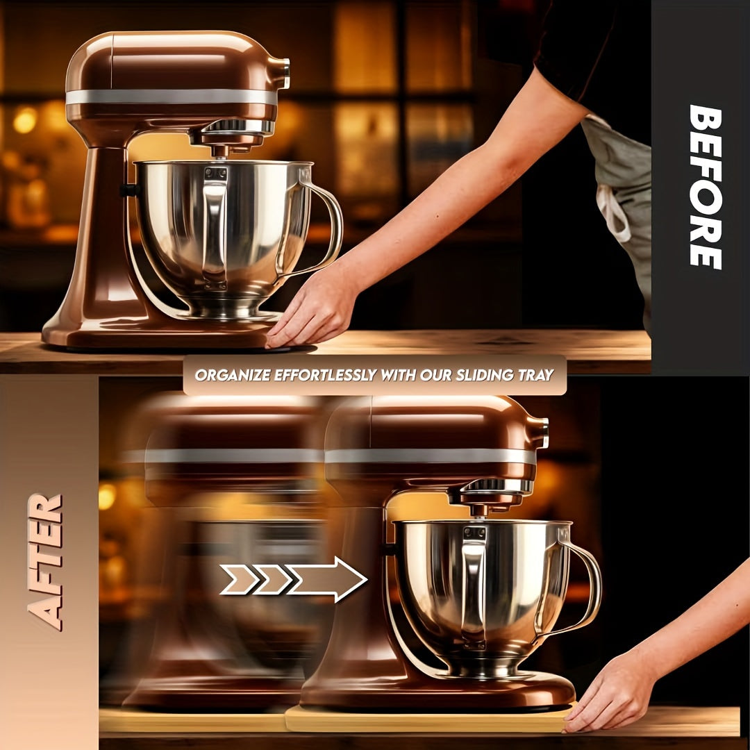 Heavy Kitchen Appliance Moving Tray Bamboo Sliding Counter Slider for Easy Access