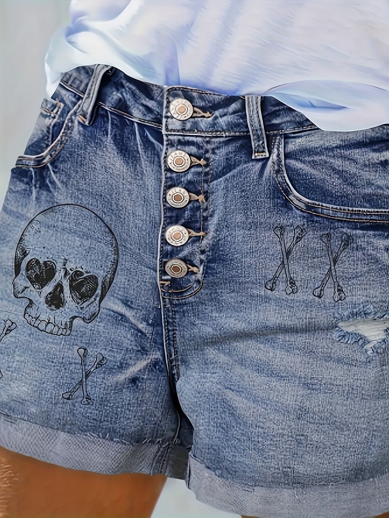 Women's Stretchy Denim Shorts Casual Girl's Retro Edgy Summer Apparel