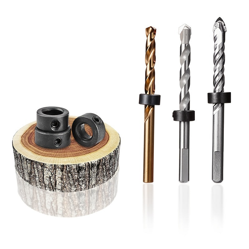 7pcs Drill Stop Ring Set Carbon Steel Locking Rings for Woodworking