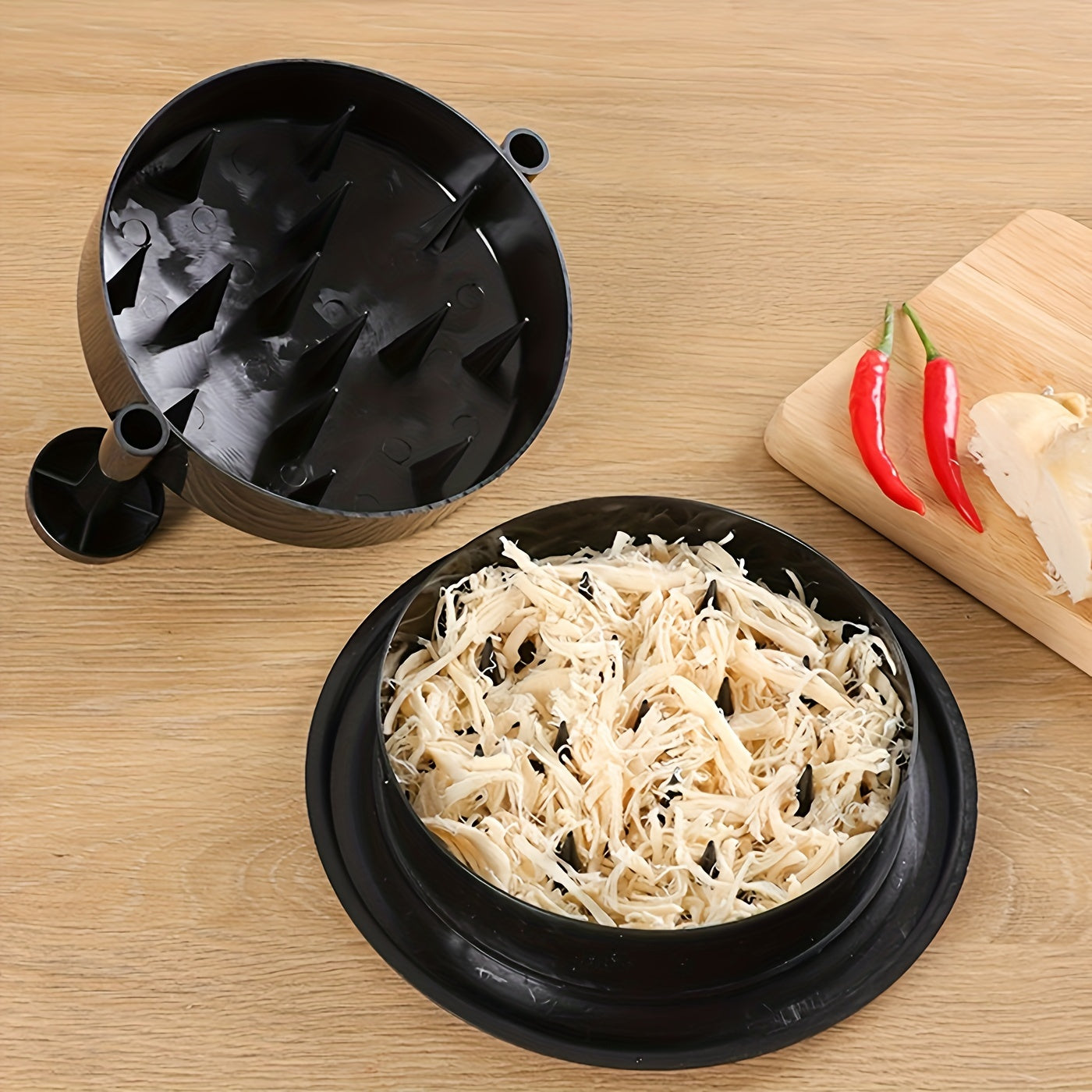 Rallador de carne negro reutilizable para pollo y carne de res con asa