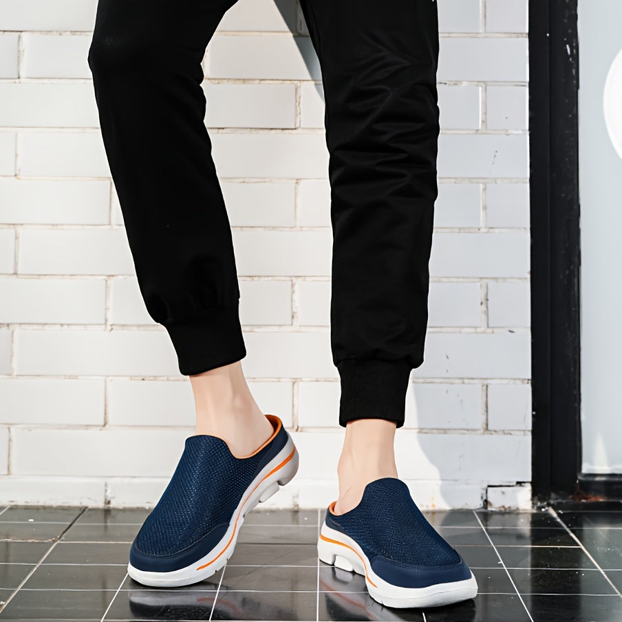 Мужские дышащие нескользящие домашние и уличные тапочки из ткани с резиновой стелькой