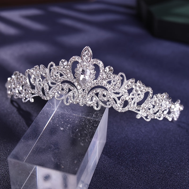 Ayollar va qizlar uchun to'y uchun bridal tiara taqmoq taxtasi, rhinestones bilan barokko dizayni