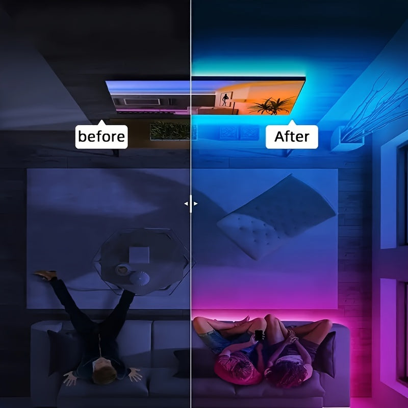 USB Powered RGB LED Strip Lights with Music Sync App Control and Custom Modes