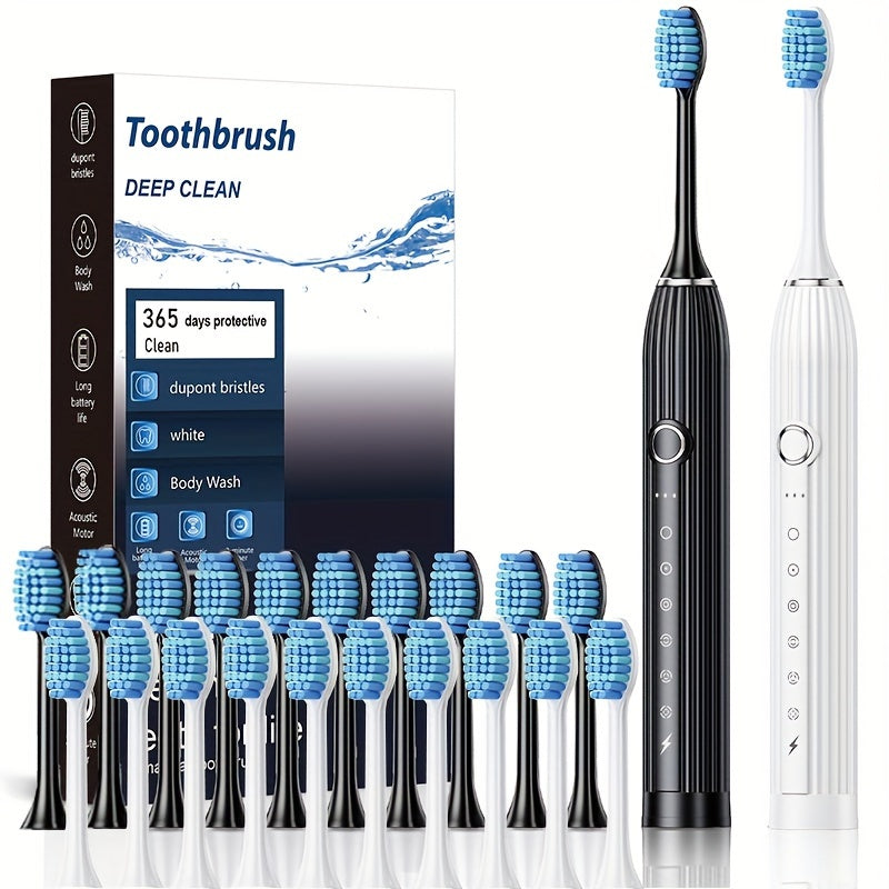 Electric Toothbrush and Water Flosser Set for Adults Rechargeable USB Charging Soft Bristles Deep Clean