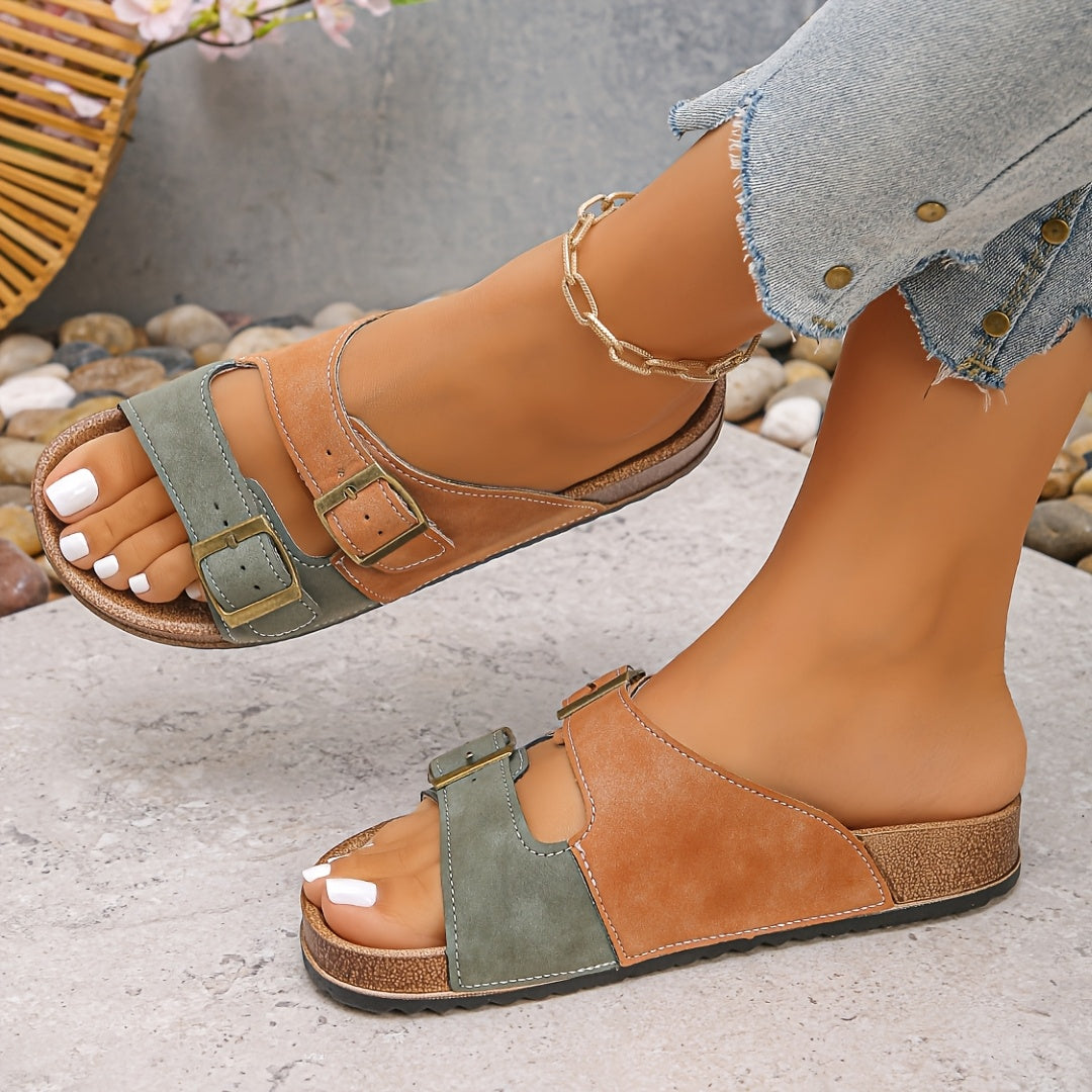 Unisex Retro Ankle Strap Flat Sandals Slip-On Open Toe EVA Casual Shoes