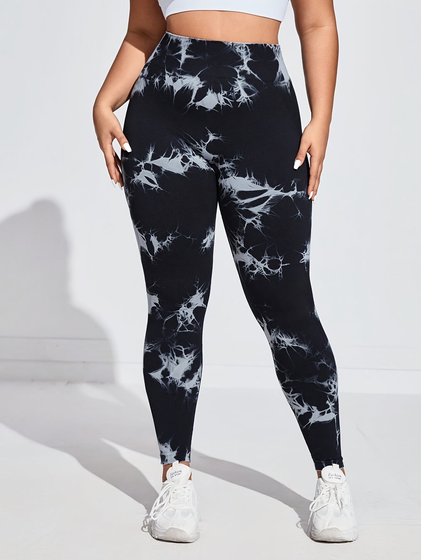 Plus Size Women's High-Waisted Stretch Pants Tie-Dye Quick-Dry Casual