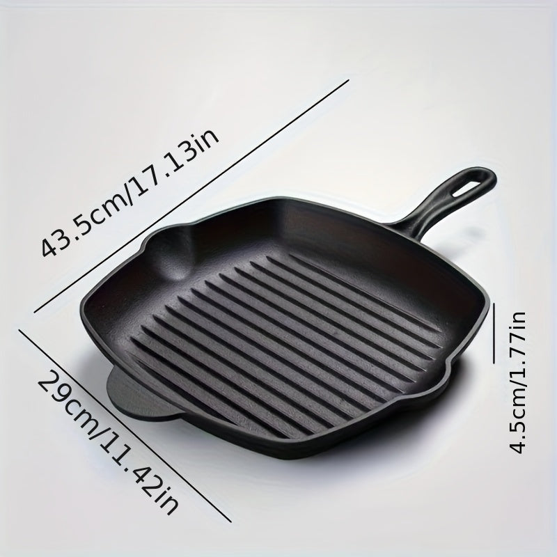 Cast Iron Frying Pan for Steaks Fish and Grilling, Induction and Gas Stove Compatible