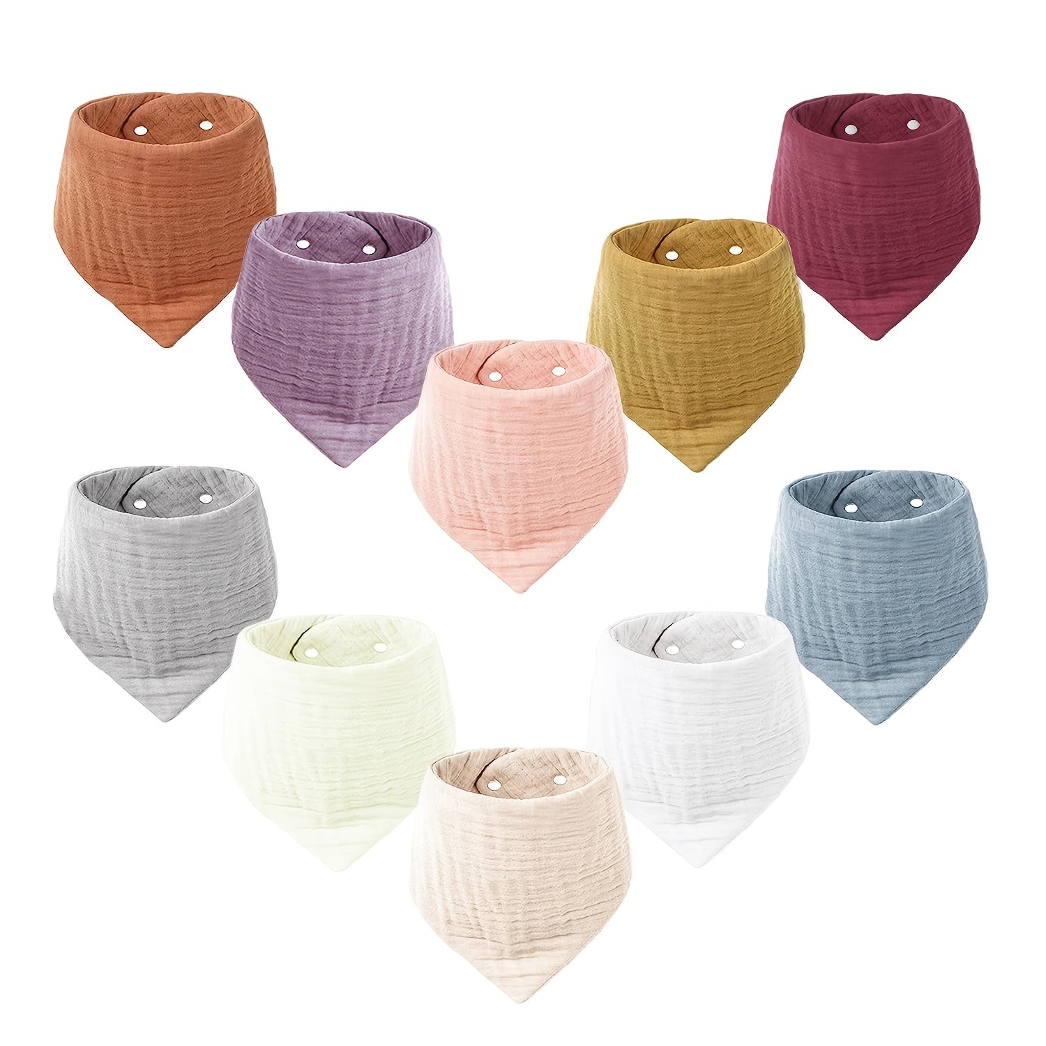 Set of 10 Baby Muslin Bibs for Boys and Girls Soft Woven Drool Bibs with Snap Closure Ages 0-3