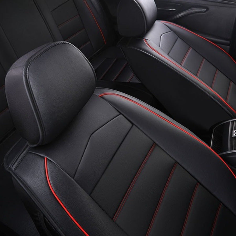 Black and Red 5-Piece Breathable Car Seat Cover Set for Sedan SUV
