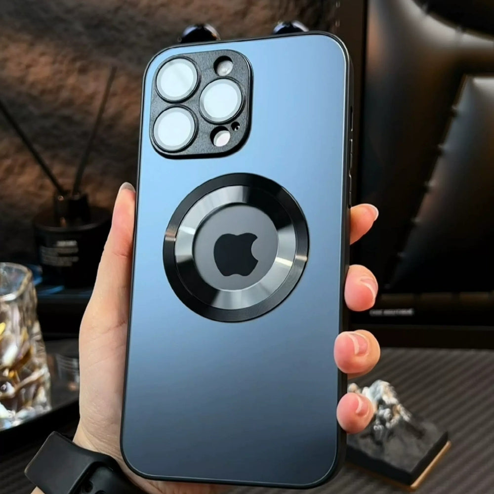 Titanium Metallic Phone Case for iPhone 16-11 Pro Max Plus with Magnetic Wireless Charging and Shockproof Camera Protection