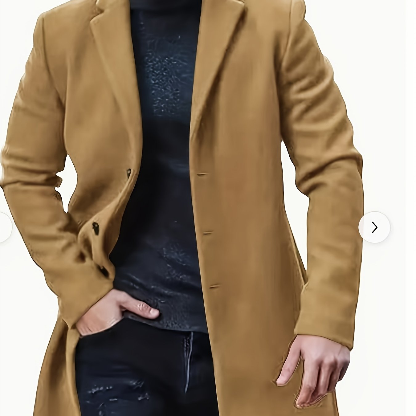 Erkaklar uchun plussiz tasodifiy trench palto, 100% polyesterdan tayyorlangan, mustahkam rangli cho'zilmaydigan to'qimachilik mato, yengil yaka, tugma tafsilotlari va keng kesimga ega, bahor/kovak uchun tashqi kiyim sifatida mos keladi.