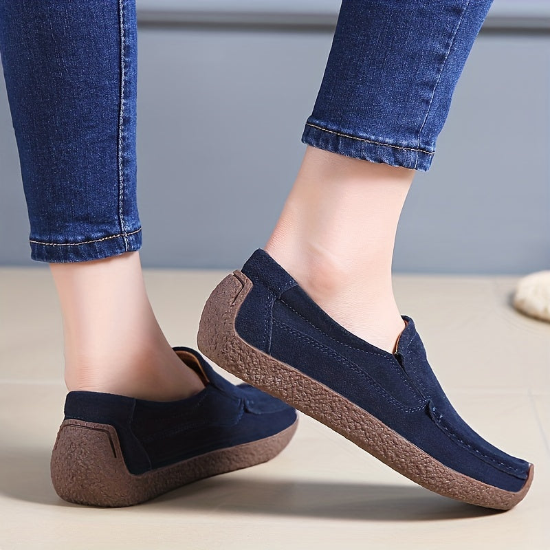 Women's Lightweight Closed-Toe Slip-On Loafers for Summer with T-strap and Man Made Materials