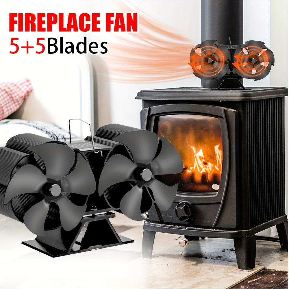 Aluminum High-Speed Fireplace Fan with 10 Blades for Wood and Pellet Stoves