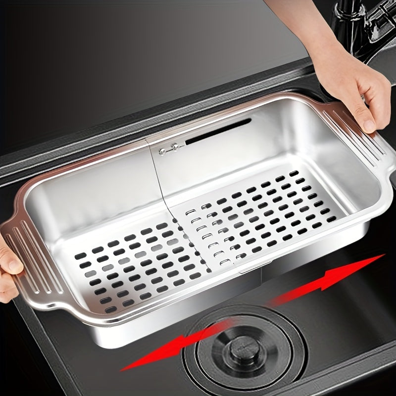 Kitchen Sink Drain Basket with Stainless Steel Colander for Draining Dishes Fruits Veggies