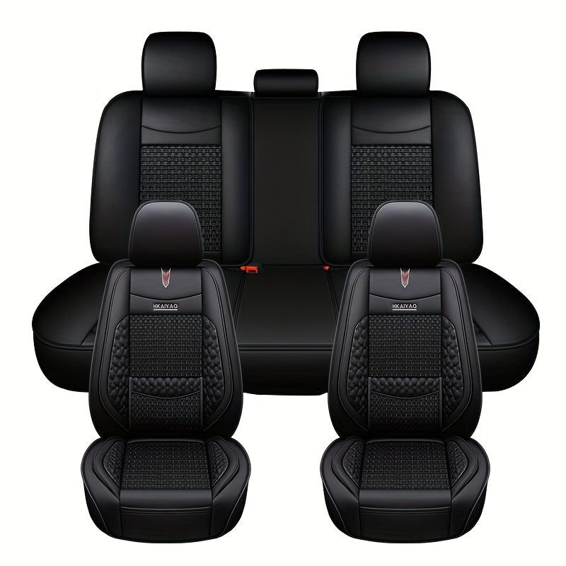 Juego de fundas de asiento de cuero sintético universal para interior de coche, cobertura completa