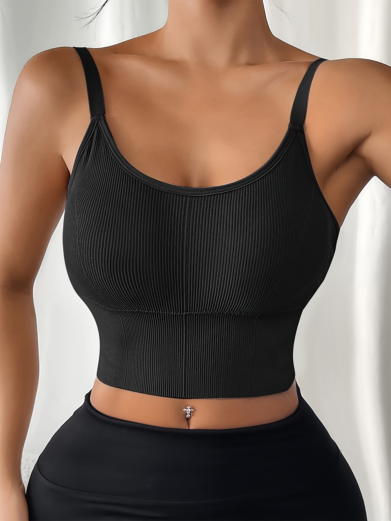 Women's Plus Size Ribbed Sports Bras Tank Tops 5 Pack Backless Wire-Free