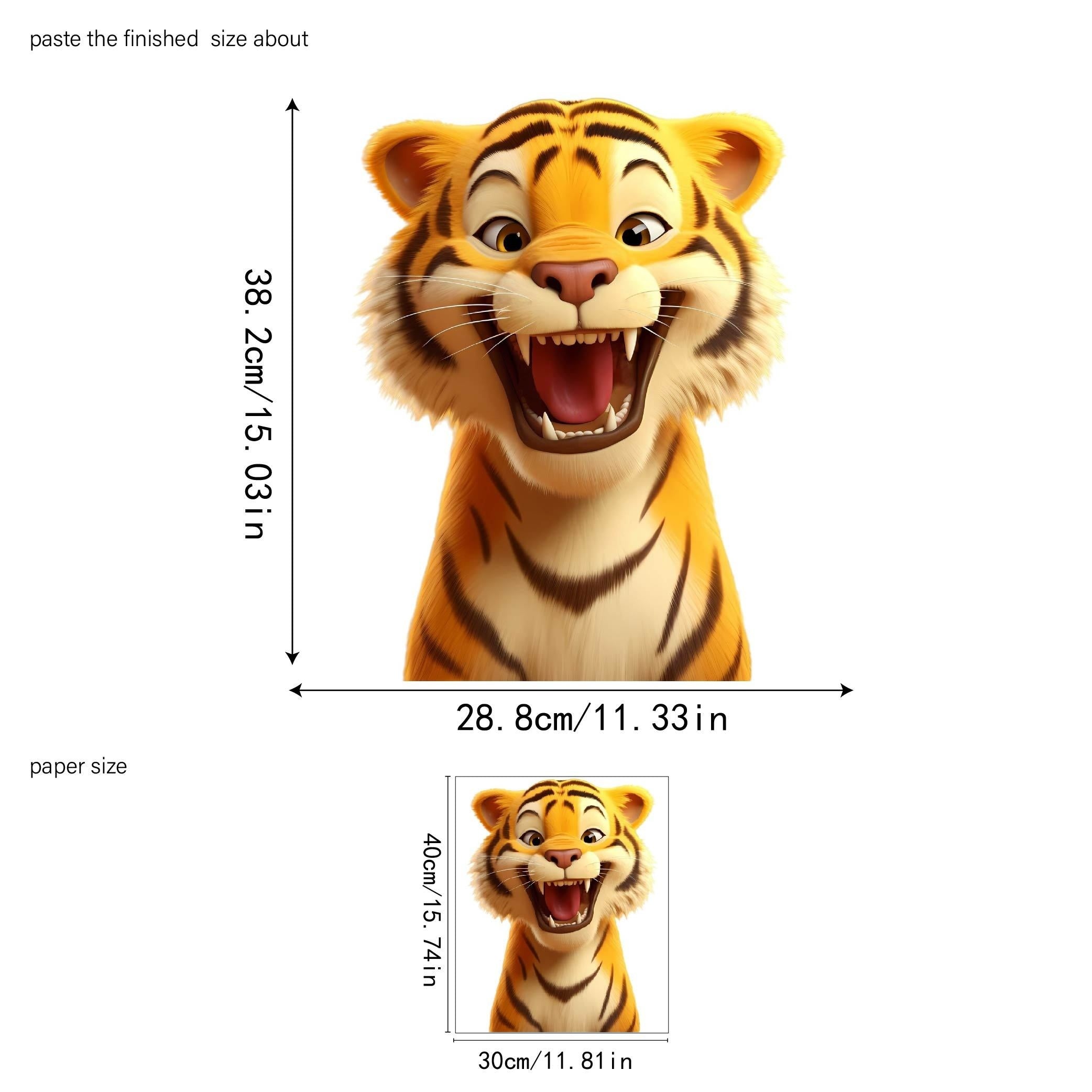 Adorable calcomanía de ventana de vidrio con caricatura de tigre electrostático, reutilizable, decoración para el hogar
