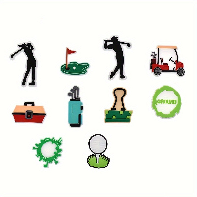 Unisex PVC golf uslubidagi poyafzal charm'lari ulgurji qumli sandal dekoratsiya to'plami