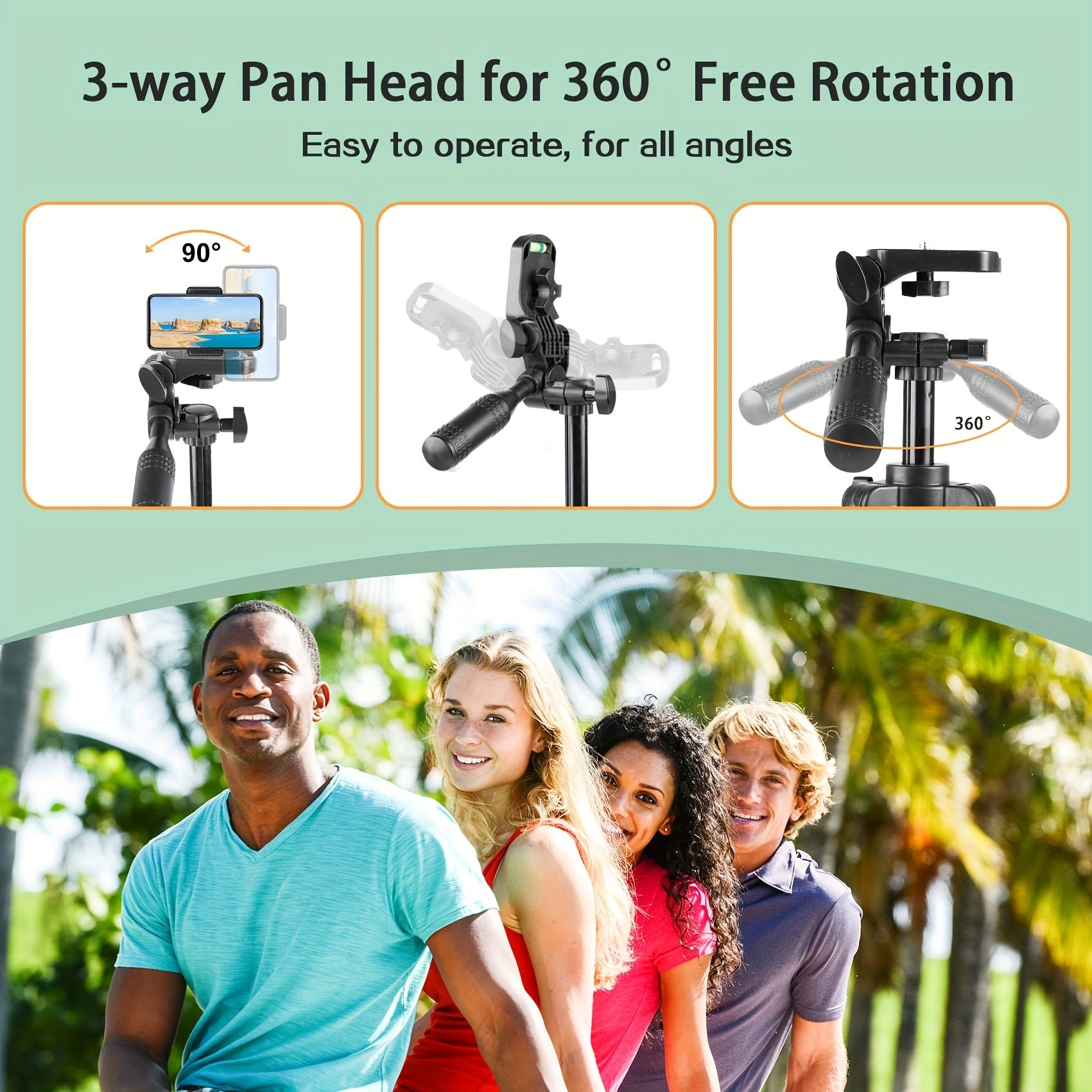 Aluminum Tripod with Gimbal Head for Smartphones and Cameras 129.54cm Lightweight Video Vlogging