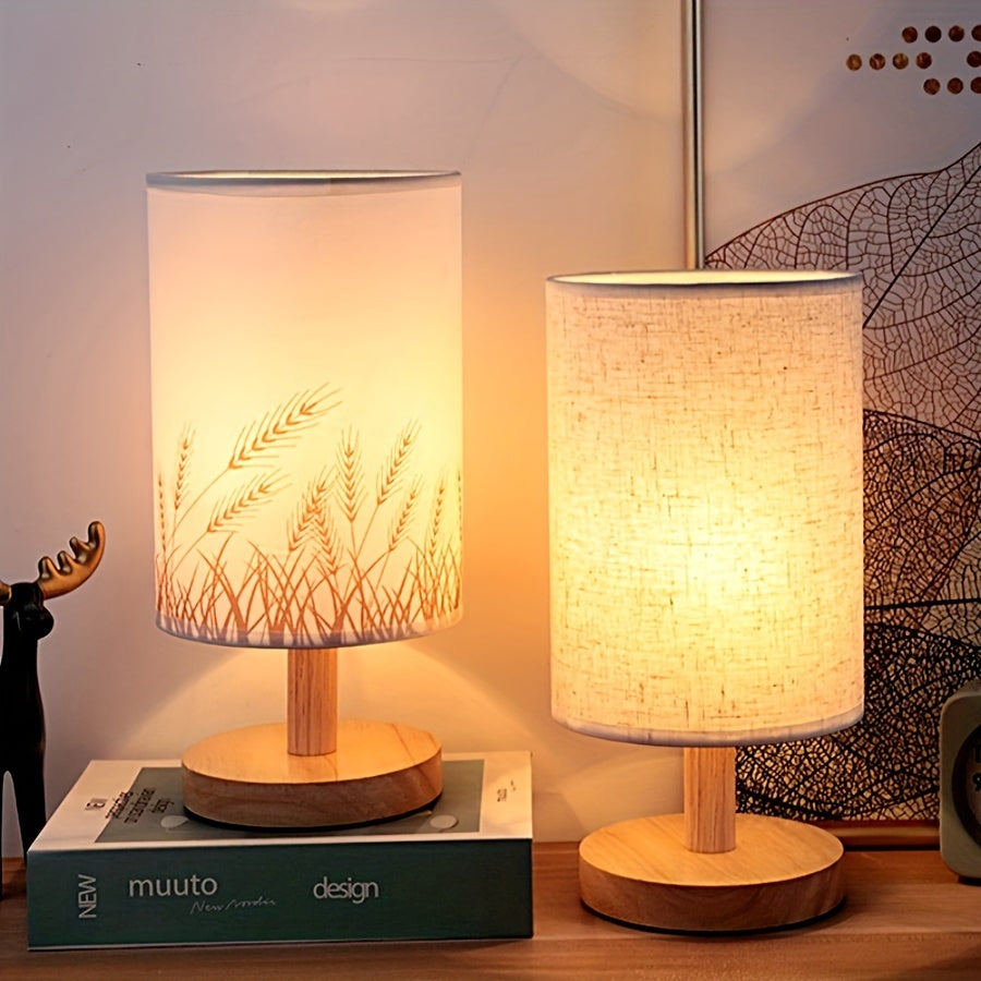 LED Table Lamp with Adjustable Brightness, USB Powered, Solid Wood Base in 3 Colors