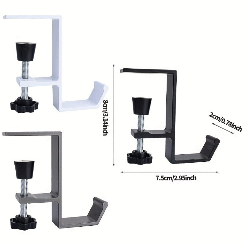 Adjustable Under-Desk Hook Aluminum Black Gray White for Office and Kitchen Storage