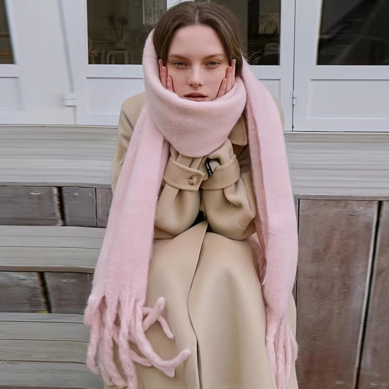 Women's Dog Tail Scarf Winter Soft Polyester Solid Color Autumn Fashion