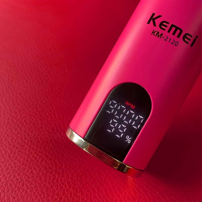 KEMEI Pink Hair Clipper DLC Blade bilan - Erkaklar uchun kuchli elektr trimmer, uzoq batareya muddati, USB bilan zaryadlash mumkin, LED displey, taroq, qaychi va tozalash asboblari bilan birga, zamonaviy dizayn uchun