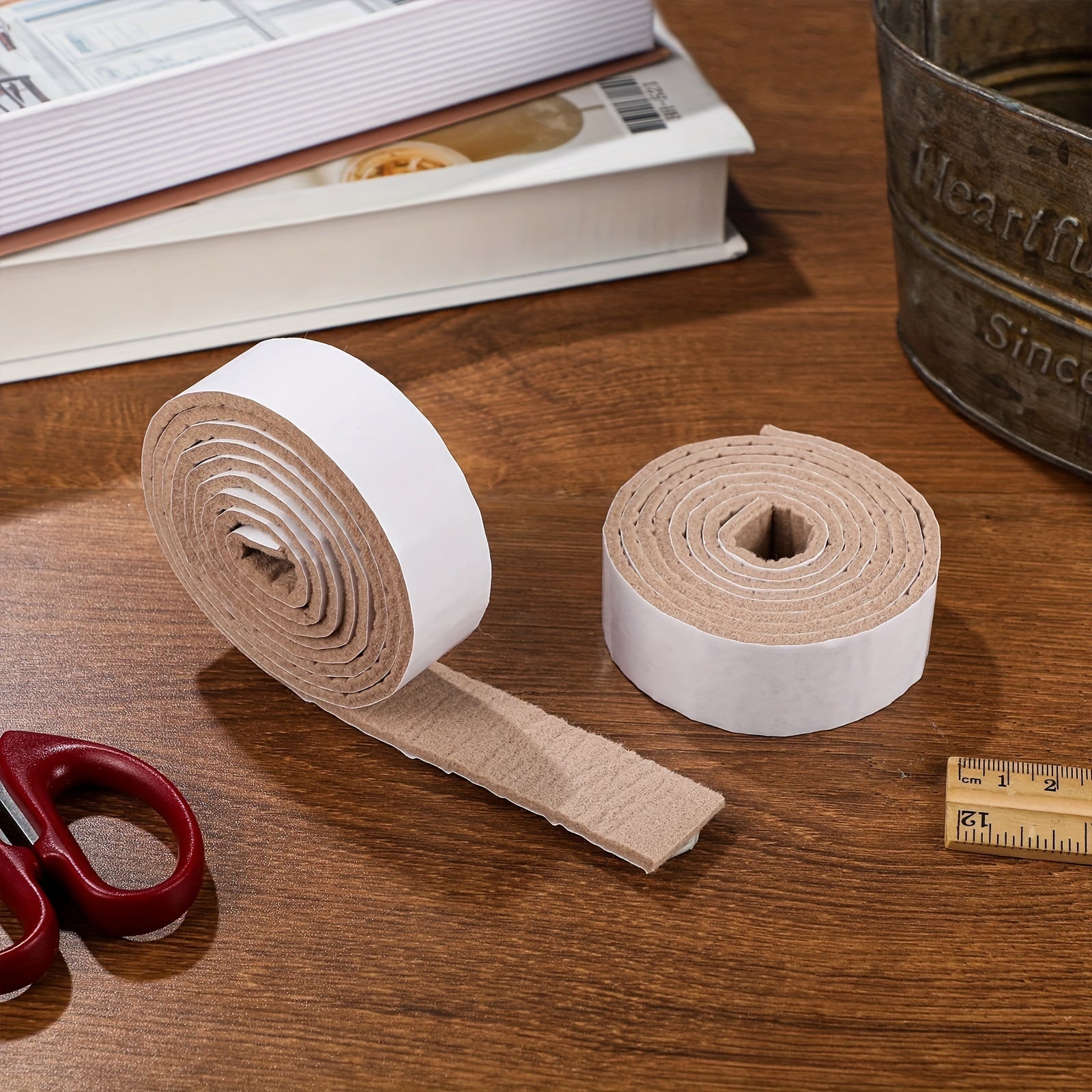 Beige Self-Adhesive Felt Tape 2 Rolls Non-Slip Furniture Floor Protection