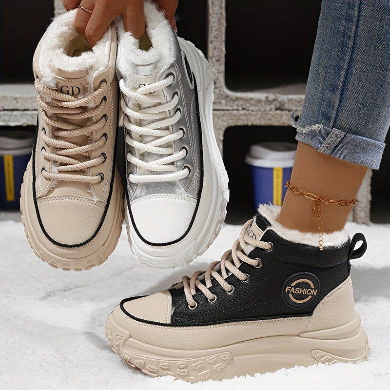 Women's Fleece-Lined Thick-Soled Ankle Boots and Running Shoes Warm Winter