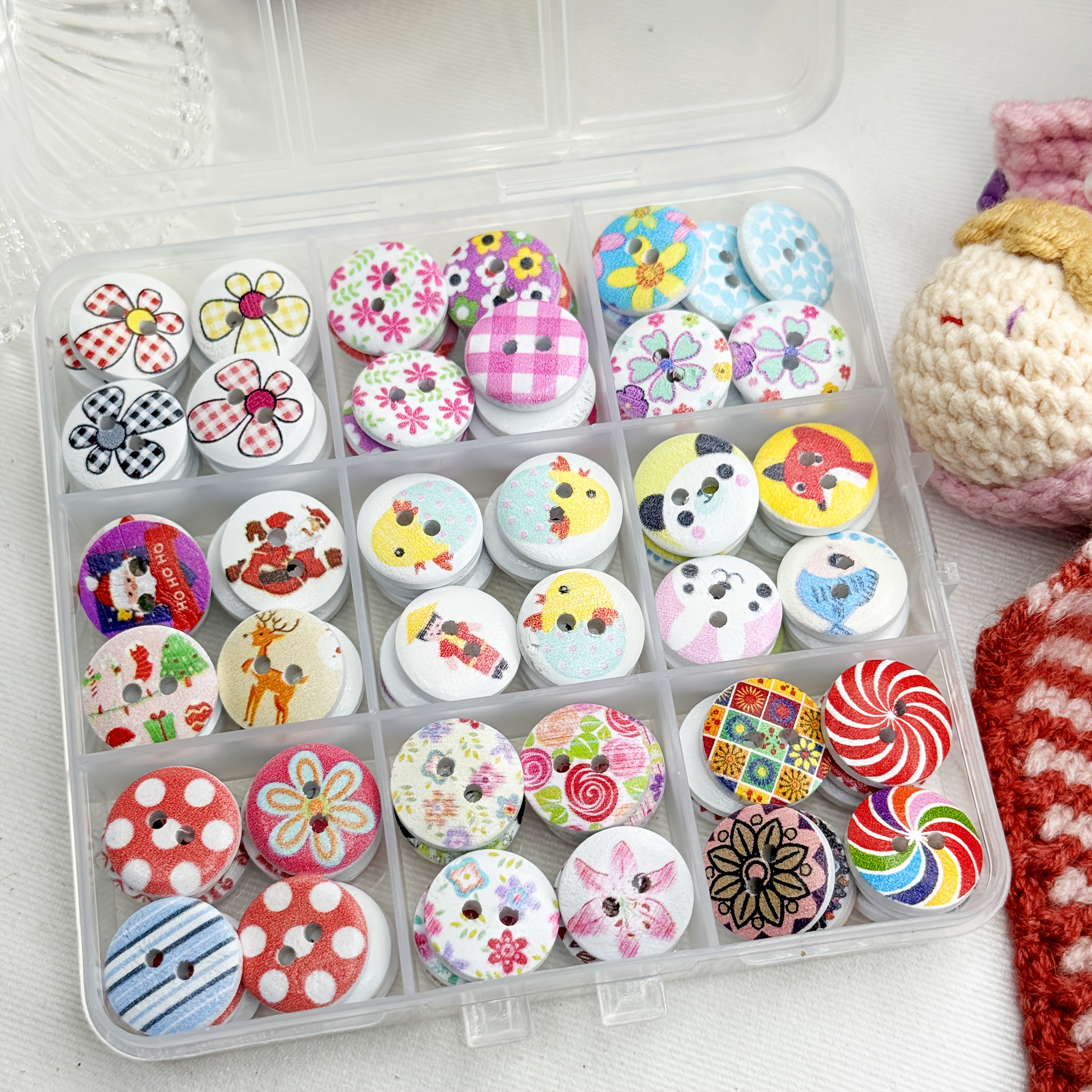 Набор разнообразных декоративных кнопок для рукоделия, белая основа, 108 штук для праздничных подарков