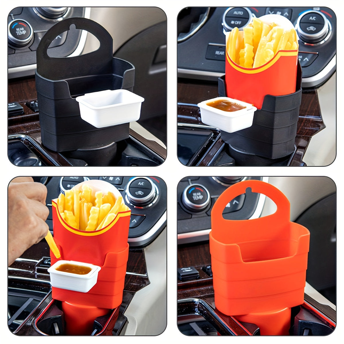 French Fry Holder with Sauce Container 18cm x 10cm PVC Food Storage